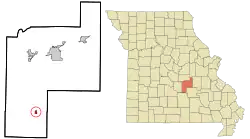 Location of Edgar Springs, Missouri