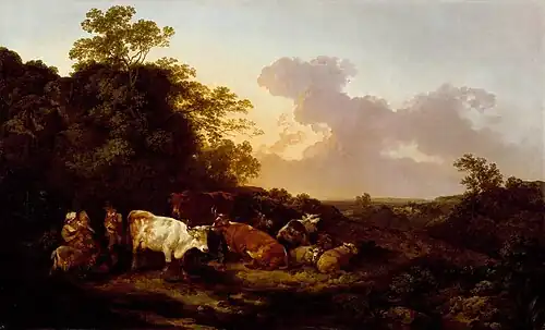 Landscape with Cattle and Figures, A Storm Coming On by Philip James de Loutherbourg