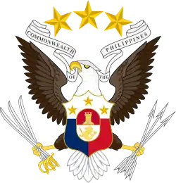 Shoulder patch of the AFP General Staff, 1946–1965 Emblem of the Philippine Commonwealth Armed Forces, 1935–1946