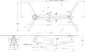 3-view line drawing of the Piasecki HRP-2 Rescuer