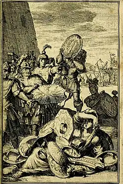 Tarpeia, Illustration from Pictura loquens "the Heroic Accounts of Hadrian Schoonebeeck" (1695) (14751427905)