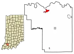 Location of Petersburg in Pike County, Indiana
