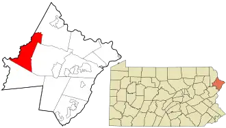 Location in Pike County and the state of Pennsylvania.