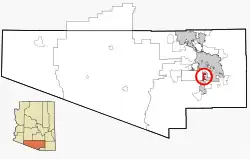 Location in Pima County and the state of Arizona