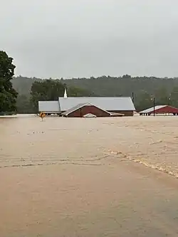 A flooded church near Nunnelly in Hickman County