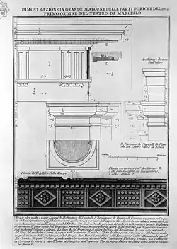 The Doric order of the Theatre of Marcellus in Rome, etched by Giovanni Battista Piranesi.