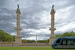 The two rostral columns of the place des Quinconces in Bordeaux, France.