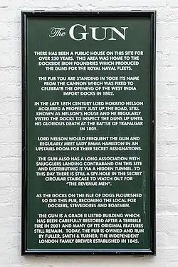 Plaque outside The Gun