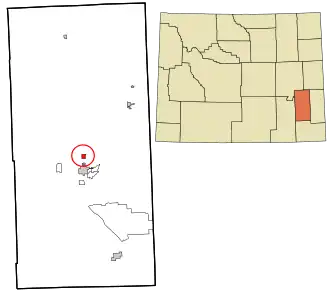 Location in Platte County and the state of Wyoming.
