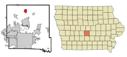 Location within Polk County and Iowa
