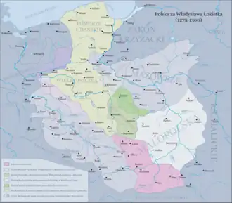 Kingdom of Poland between 1304 and 1333, including Duchy of Eastern Pomerania/