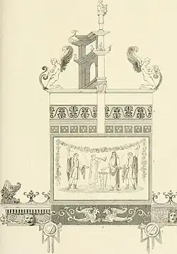 Sketch of a scene of sacrifice painted in the atrium