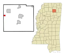 Location of Toccopola, Mississippi