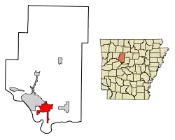 Location of Pottsville in Pope County, Arkansas.
