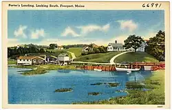 Looking south to Porter's Landing on a postcard dated between 1930 and 1945