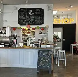 Photograph of a counter inside a shop