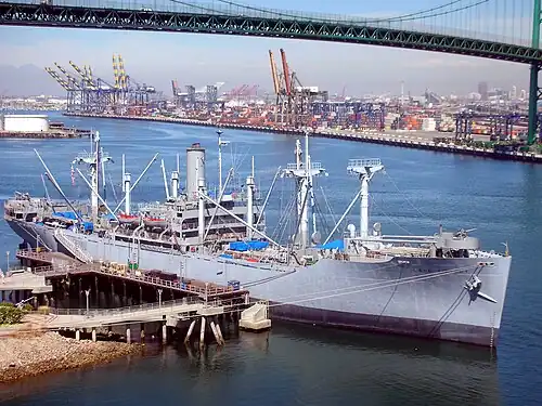 View of the ship and dock from the air