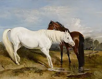 Portrait of an Arab Mare with her Foal by Sir Edwin Henry Landseer. (c.1825). Commissioned by Princess Charlotte for her lady-in-waiting, Lady Barbara Ponsonby