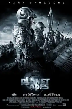 A line of humanoid apes wear armor and wield swords on horseback.
