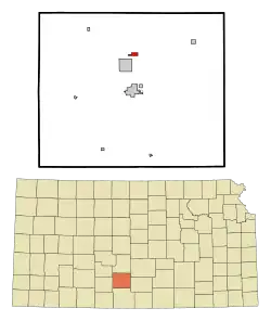 Location within Pratt County and Kansas