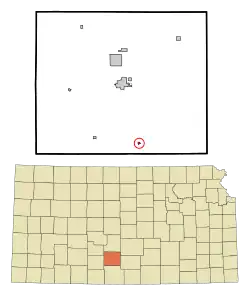 Location within Pratt County and Kansas