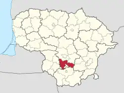 Location of Prienai district municipality within Lithuania