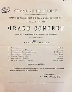 Grand Concert, Kiosque de la Grand'Place, Commune de Tubize, Belgium, 22 November 1918 (Imperial War Museum).