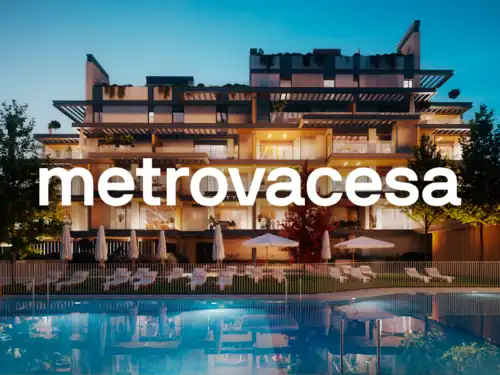 Swimming pool and balconies of the new Mesena real estate development, located near Arturo Soria, in Madrid.