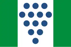 The winning Connecticut flag design in the Santa Barbara Museum of Art's state flags redesign contest as part of the United States Bicentennial, designed by Dr. Atle Grahl-Madsen.[54]