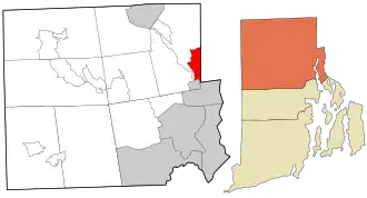 Location in Providence County and the state of Rhode Island.
