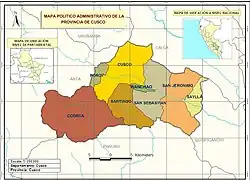 Location of Santiago in the Cusco province