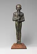 Ptah statue; 1070–712 BC; bronze, gold leaf and glass; height: 29.5 cm; Metropolitan Museum of Art