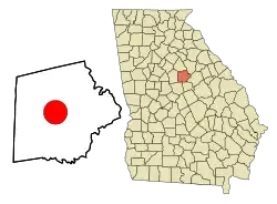 Location in Putnam County and the state of Georgia