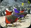 Hula Girls in Honolulu, hand-painted glass plate photograph
