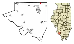 Location of Tilden in Randolph County, Illinois.
