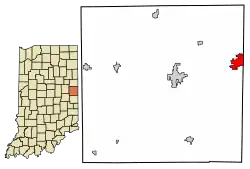 Location of Union City in Randolph County, Indiana.