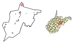 Location of Montrose in Randolph County, West Virginia.