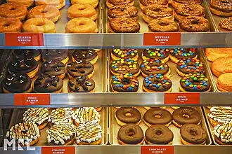 The donut flavors offered at Randy's Donuts in the Philippines