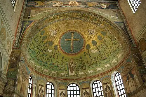 Ravenna, Sant'Apollinare in Classe, 6th century. The upper part of the semi-dome depicts the Transfiguration.