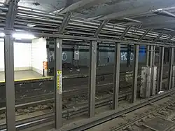 Part of the platform on the southbound side that is walled off