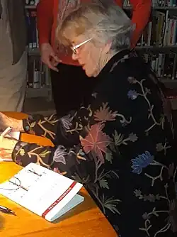 Signing her book on April 11, 2018