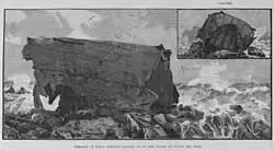 The remains of the Serpent washed up on the rocks at Punto del Buey. Illustrated London News, 1890