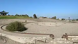 Remains of railway gun mount at Fort MacArthur military base in San Pedro, CA.