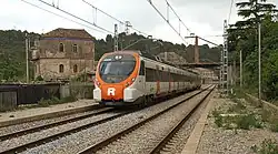 A Civia 465 with the Rodalies de Catalunya livery in Els Comtals, Catalonia