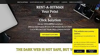 A website homepage with mostly white text overlaid on a wooden background