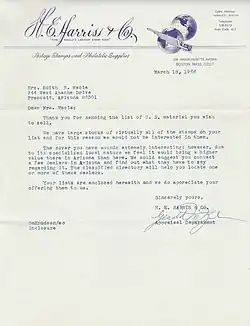 Reply Letter from H.E. Harris to Edith