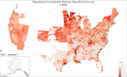 Map of Republican presidential election results by county