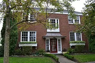 Photograph of a two-story brick building