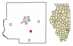 Location of Calhoun in Richland County, Illinois.
