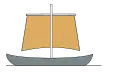 A square sail is loose-footed, but may be attached to a spar, below.